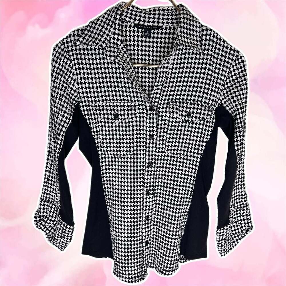 Zac & Rachel Houndstooth Button Up Blouse